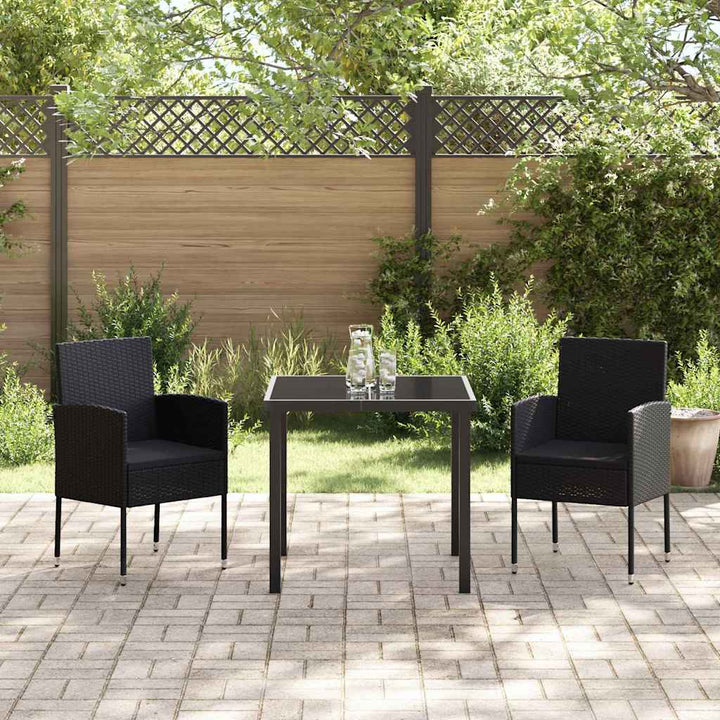 Have Spisebordssæt med pude 3 pcs Sort polyrattan