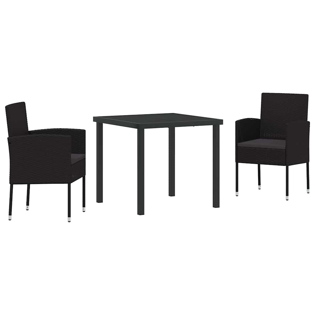 Have Spisebordssæt med pude 3 pcs Sort polyrattan