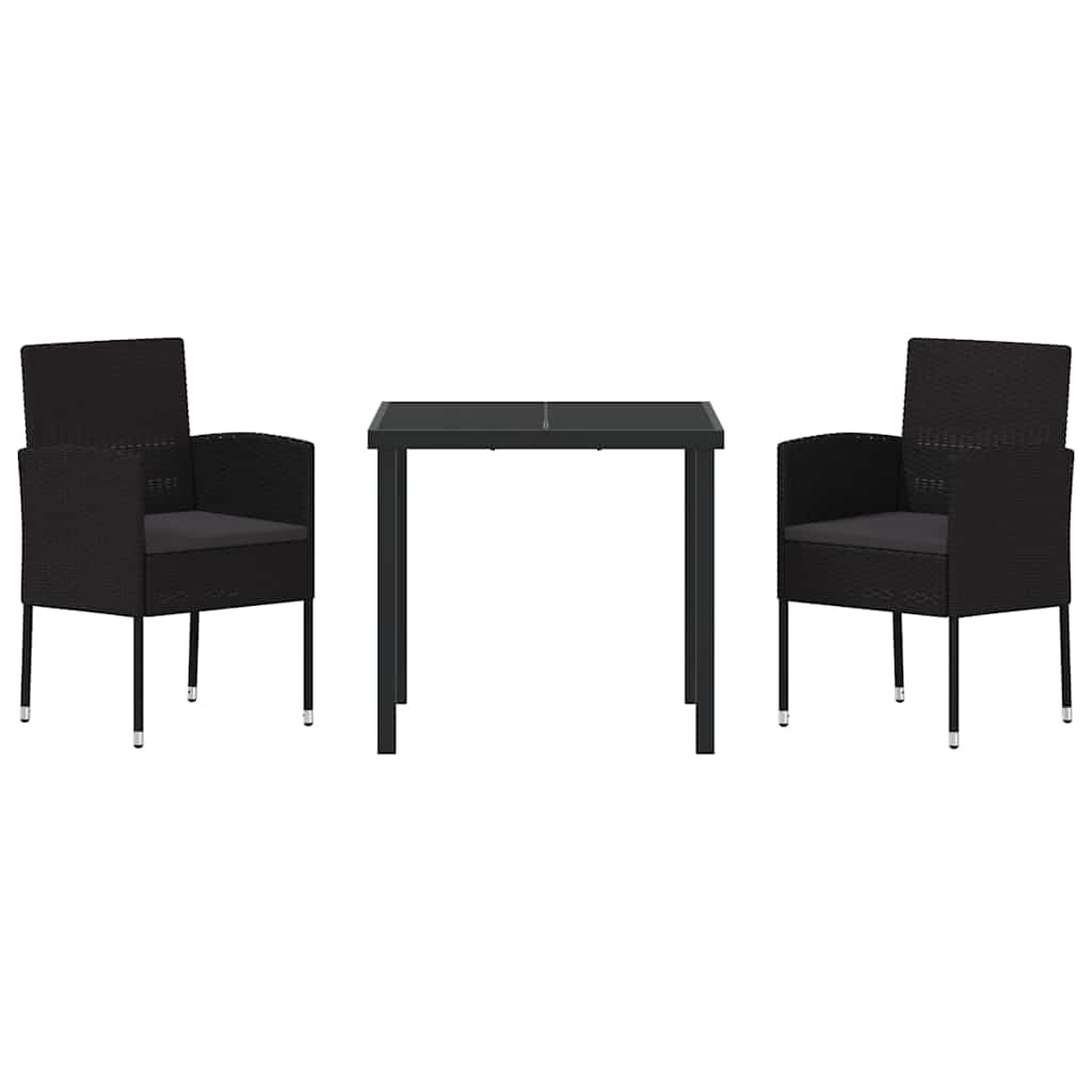 Have Spisebordssæt med pude 3 pcs Sort polyrattan