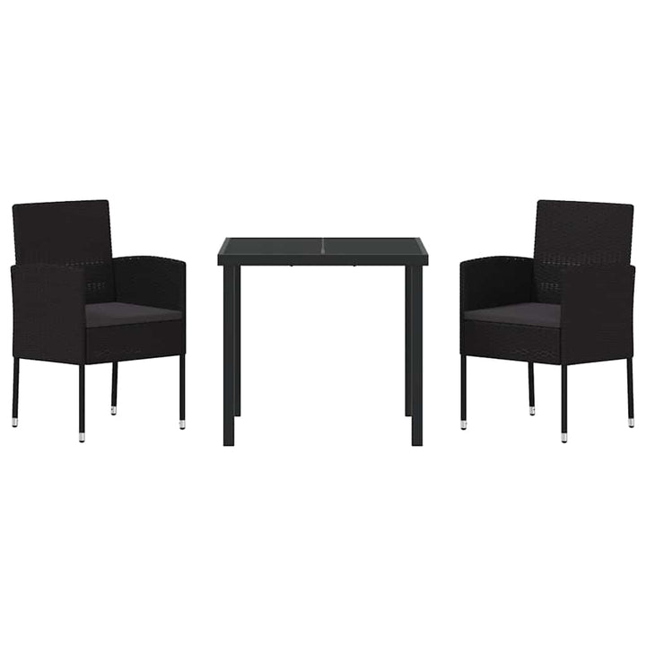 Have Spisebordssæt med pude 3 pcs Sort polyrattan