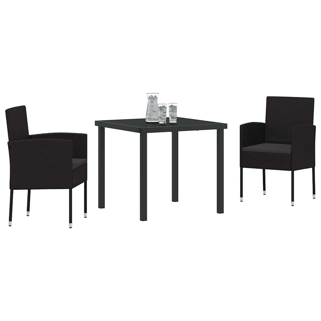 Have Spisebordssæt med pude 3 pcs Sort polyrattan
