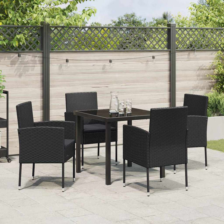 Have Spisebordssæt med pude 5 pcs Sort polyrattan