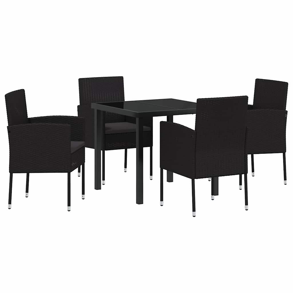 Have Spisebordssæt med pude 5 pcs Sort polyrattan