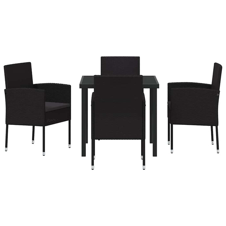 Have Spisebordssæt med pude 5 pcs Sort polyrattan