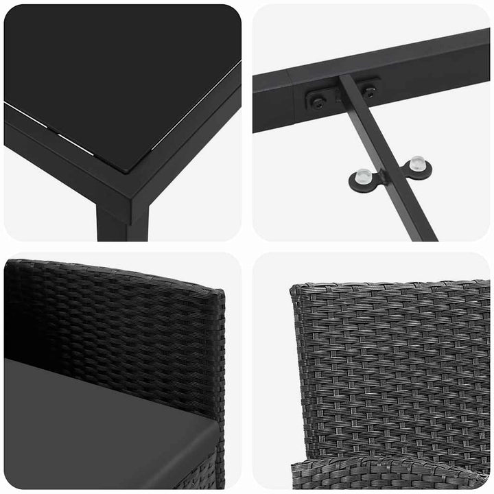 Have Spisebordssæt med pude 5 pcs Sort polyrattan