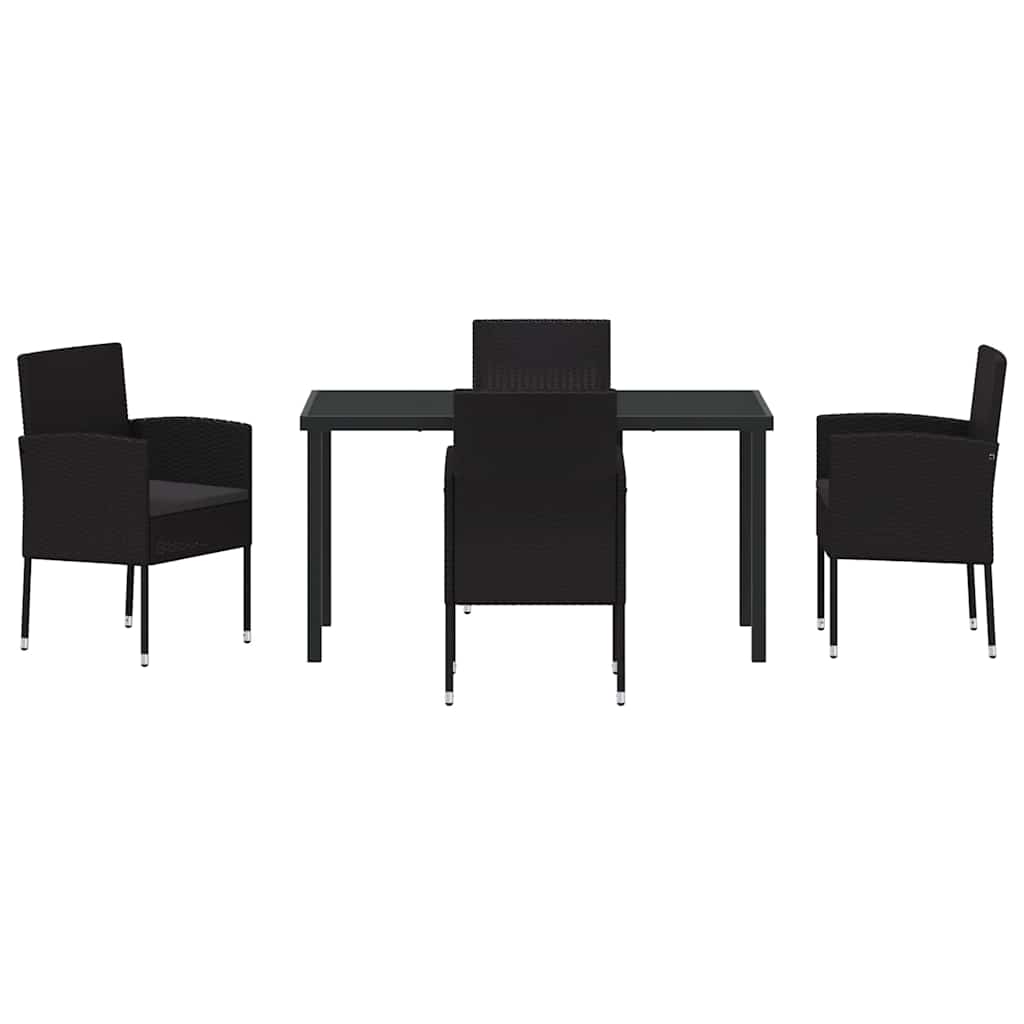 Have Spisebordssæt med pude 5 pcs Sort polyrattan