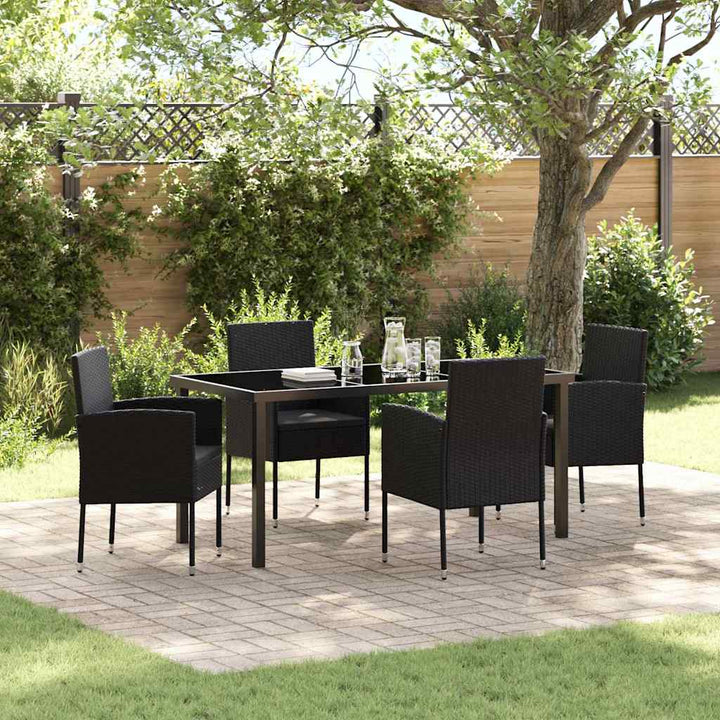 Have Spisebordssæt med pude 5 pcs Sort polyrattan