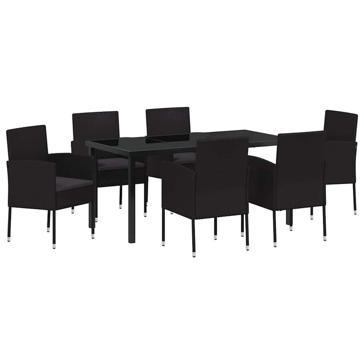 Have Spisebordssæt med pude 7 pcs Sort polyrattan