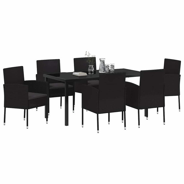 Have Spisebordssæt med pude 7 pcs Sort polyrattan