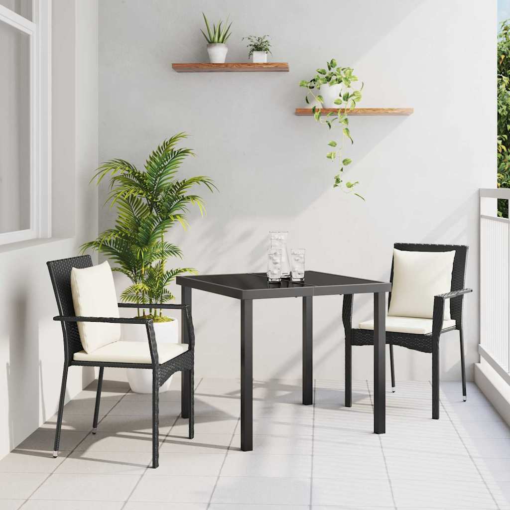 Have Spisebordssæt med pude 3 pcs Sort polyrattan
