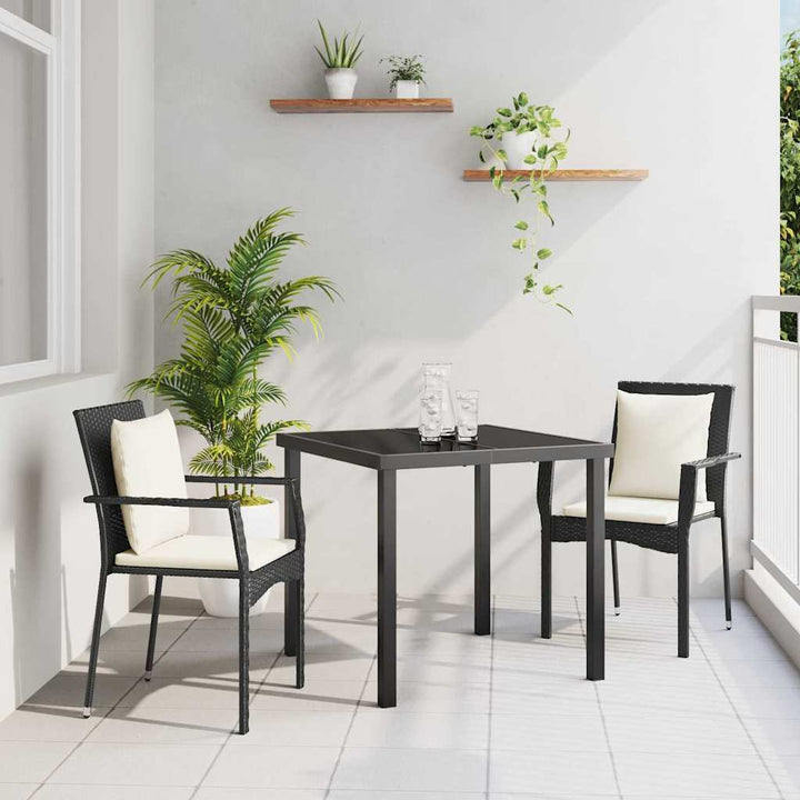 Have Spisebordssæt med pude 3 pcs Sort polyrattan