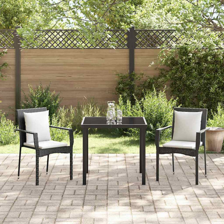 Have Spisebordssæt med pude 3 pcs Sort polyrattan