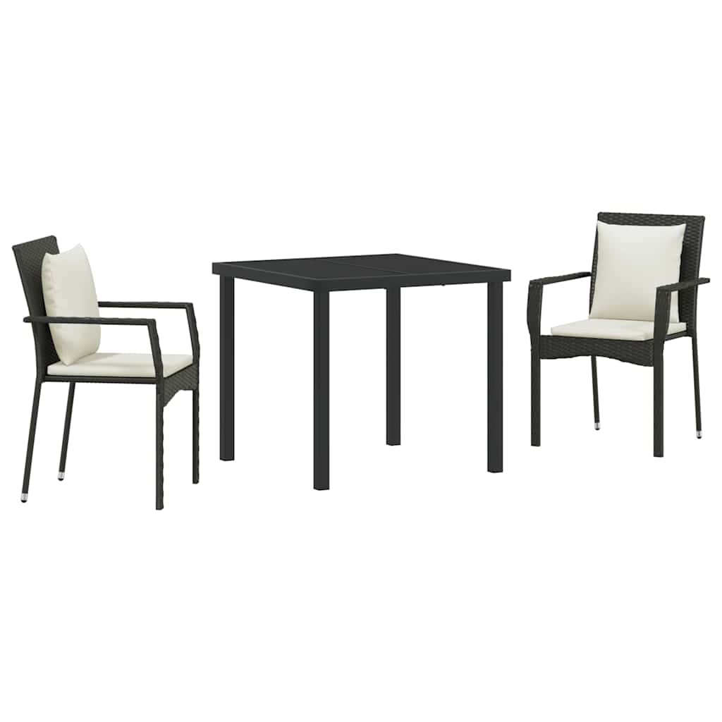 Have Spisebordssæt med pude 3 pcs Sort polyrattan