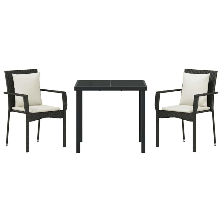 Have Spisebordssæt med pude 3 pcs Sort polyrattan
