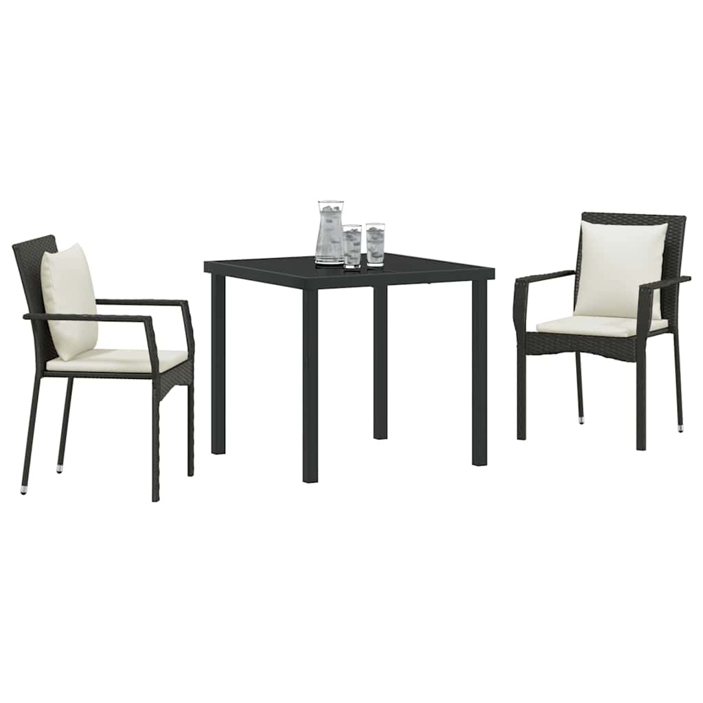 Have Spisebordssæt med pude 3 pcs Sort polyrattan