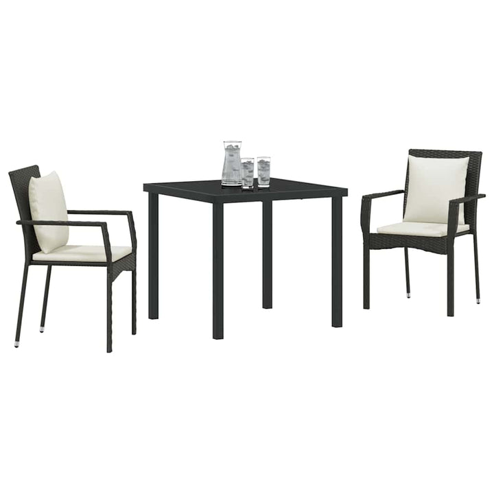 Have Spisebordssæt med pude 3 pcs Sort polyrattan