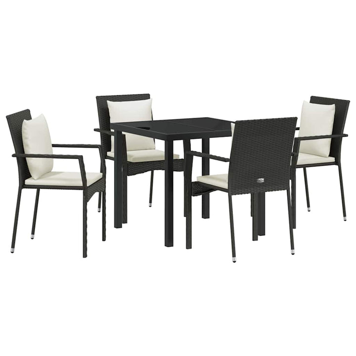 Have Spisebordssæt med pude 5 pcs Sort polyrattan