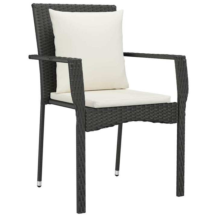 Have Spisebordssæt med pude 5 pcs Sort polyrattan