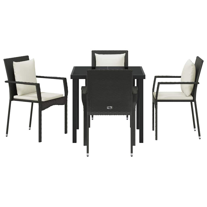 Have Spisebordssæt med pude 5 pcs Sort polyrattan