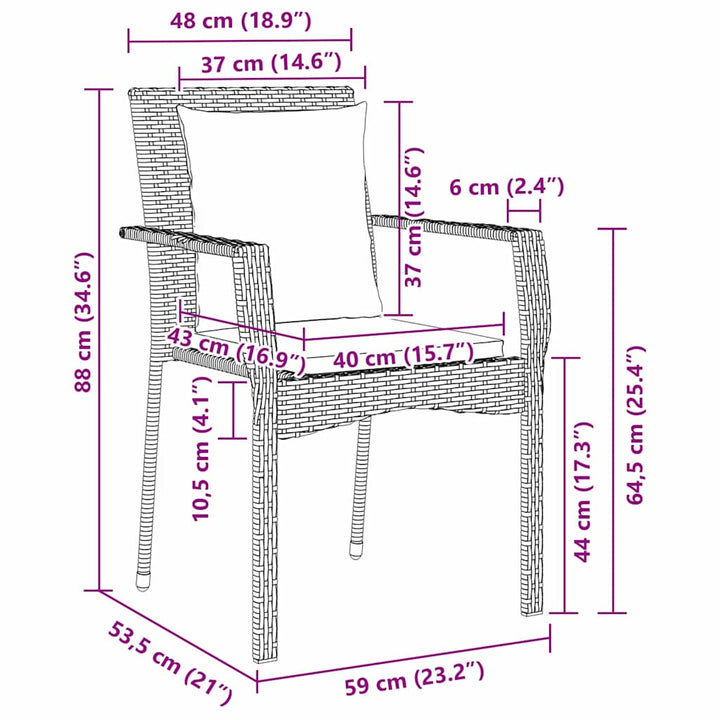 Have Spisebordssæt med pude 5 pcs Sort polyrattan
