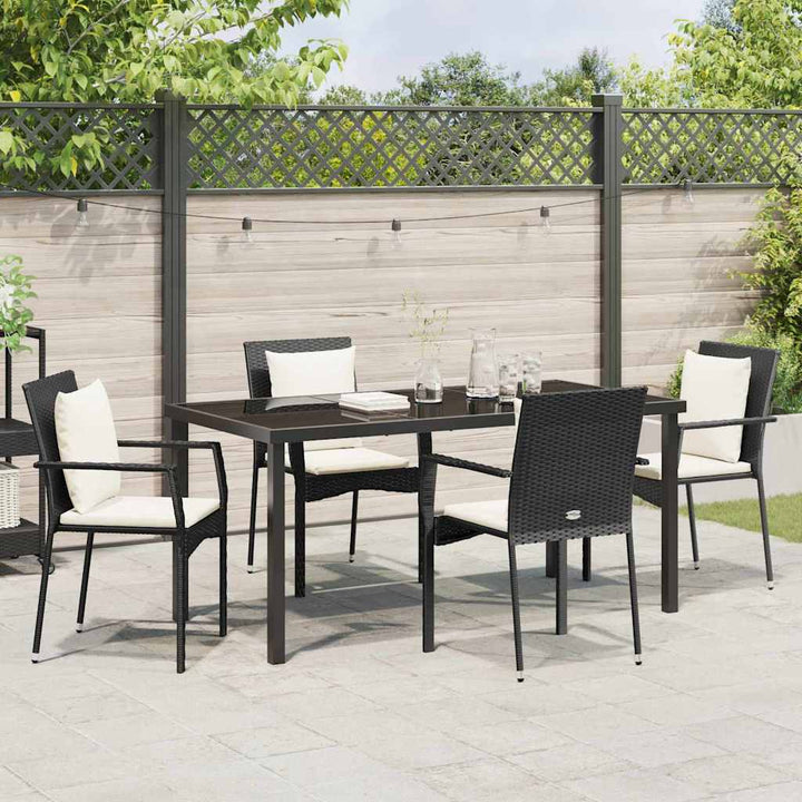 Have Spisebordssæt med pude 5 pcs Sort polyrattan