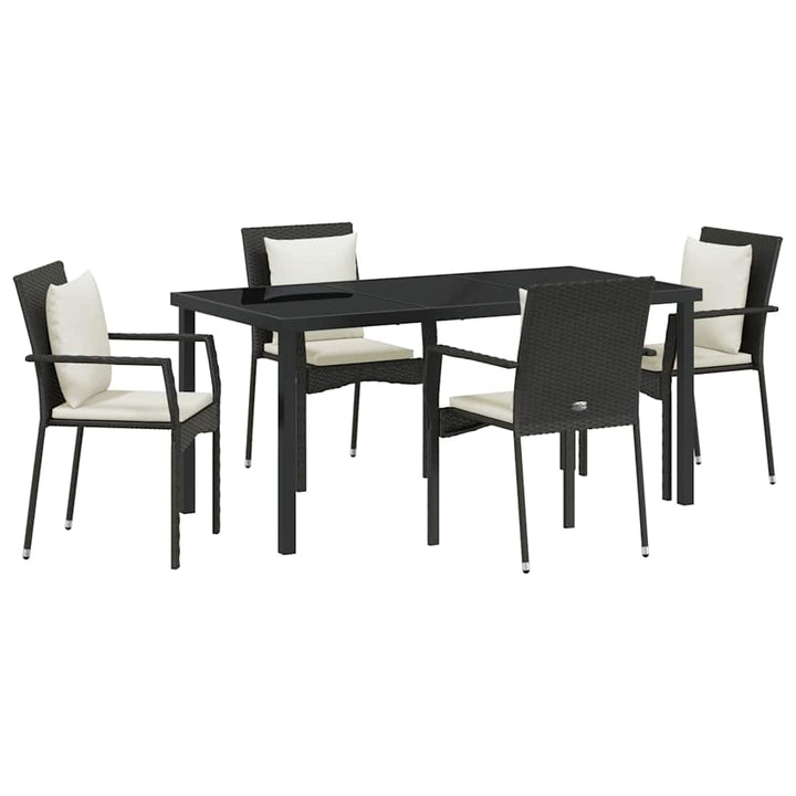 Have Spisebordssæt med pude 5 pcs Sort polyrattan