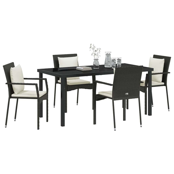 Have Spisebordssæt med pude 5 pcs Sort polyrattan