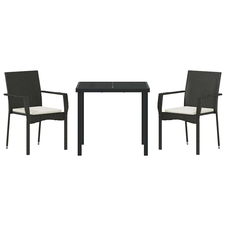 Have Spisebordssæt med pude 3 pcs Sort polyrattan