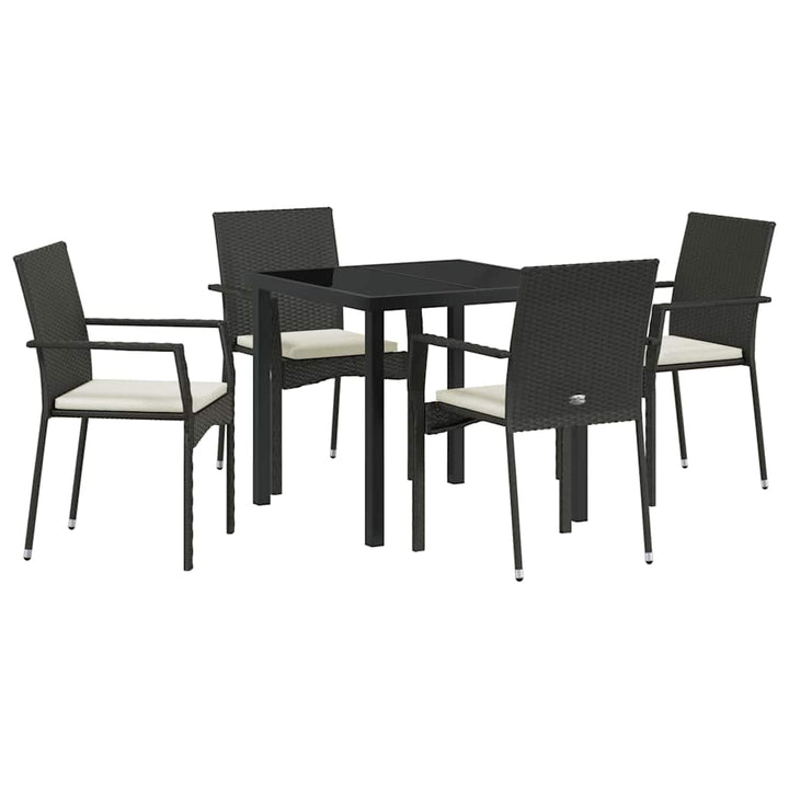Have Spisebordssæt med pude 5 pcs Sort polyrattan