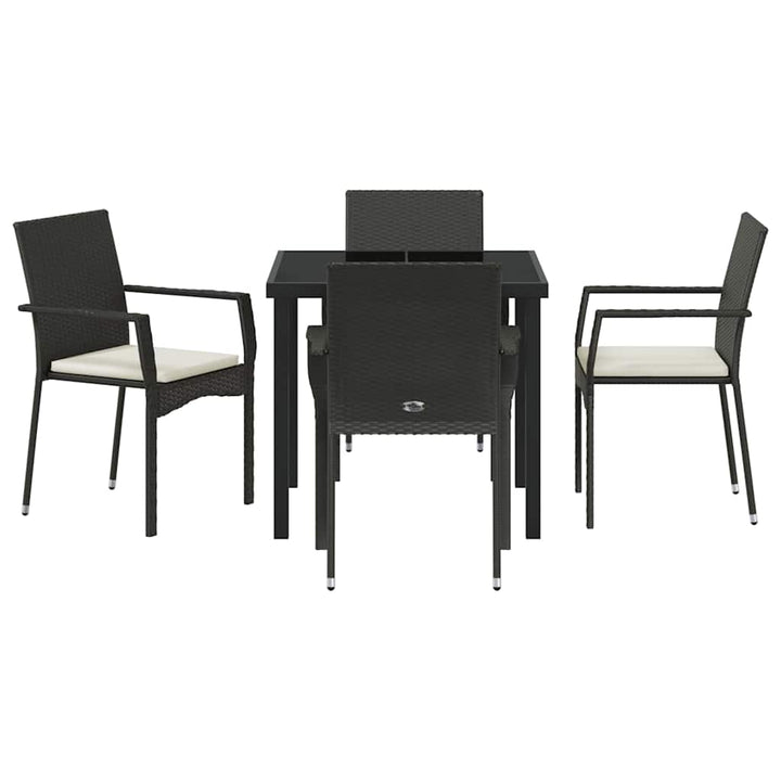 Have Spisebordssæt med pude 5 pcs Sort polyrattan