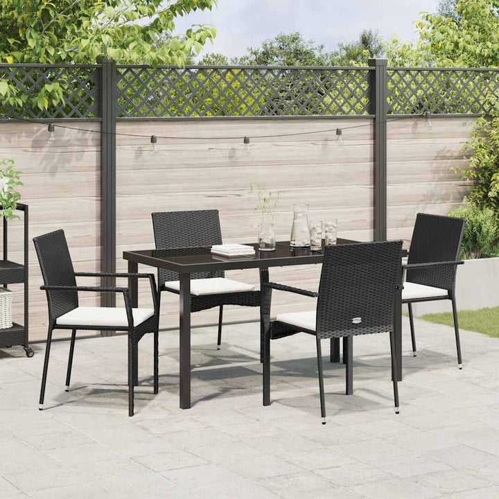 Have Spisebordssæt med pude 5 pcs Sort polyrattan