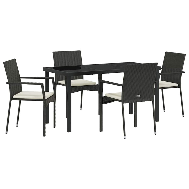 Have Spisebordssæt med pude 5 pcs Sort polyrattan