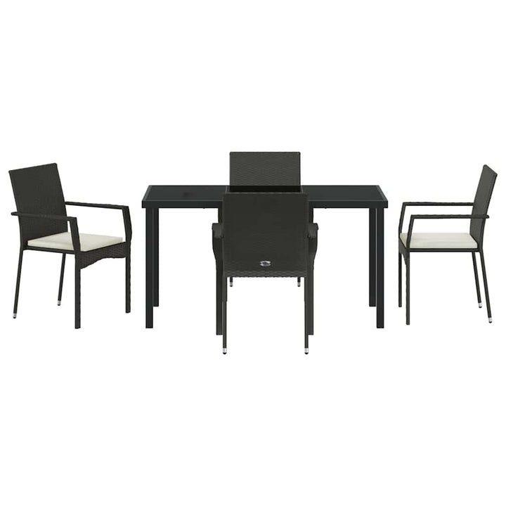 Have Spisebordssæt med pude 5 pcs Sort polyrattan