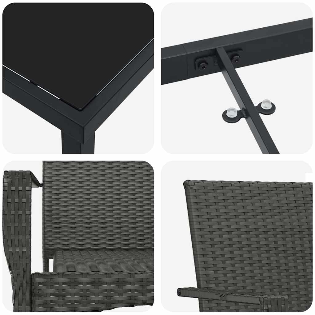 Have Spisebordssæt med pude 5 pcs Sort polyrattan