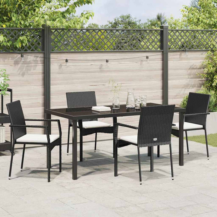 Have Spisebordssæt med pude 5 pcs Sort polyrattan