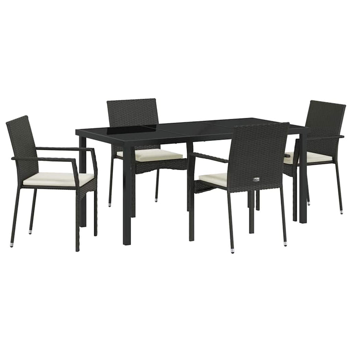 Have Spisebordssæt med pude 5 pcs Sort polyrattan