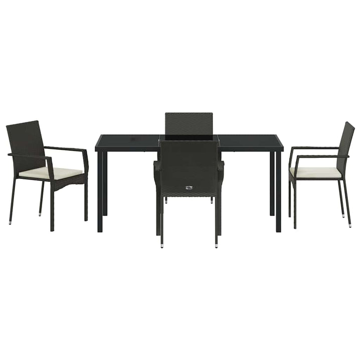 Have Spisebordssæt med pude 5 pcs Sort polyrattan
