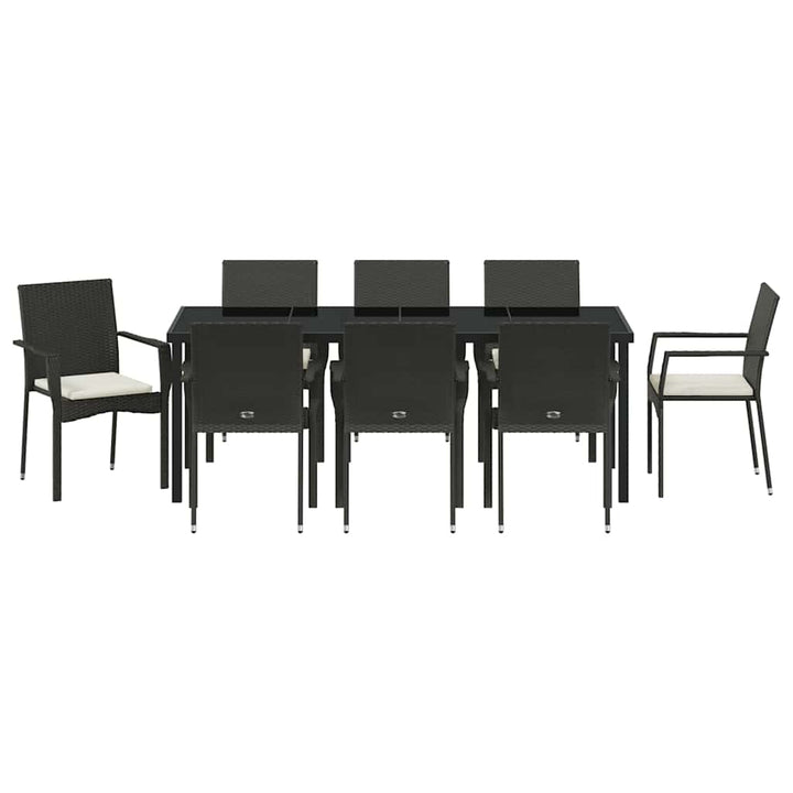 Have Spisebordssæt med pude 9 pcs Sort polyrattan