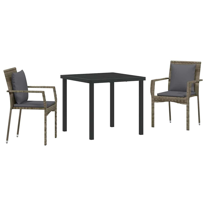 Have Spisebordssæt med pude 3 pcs Grå polyrattan