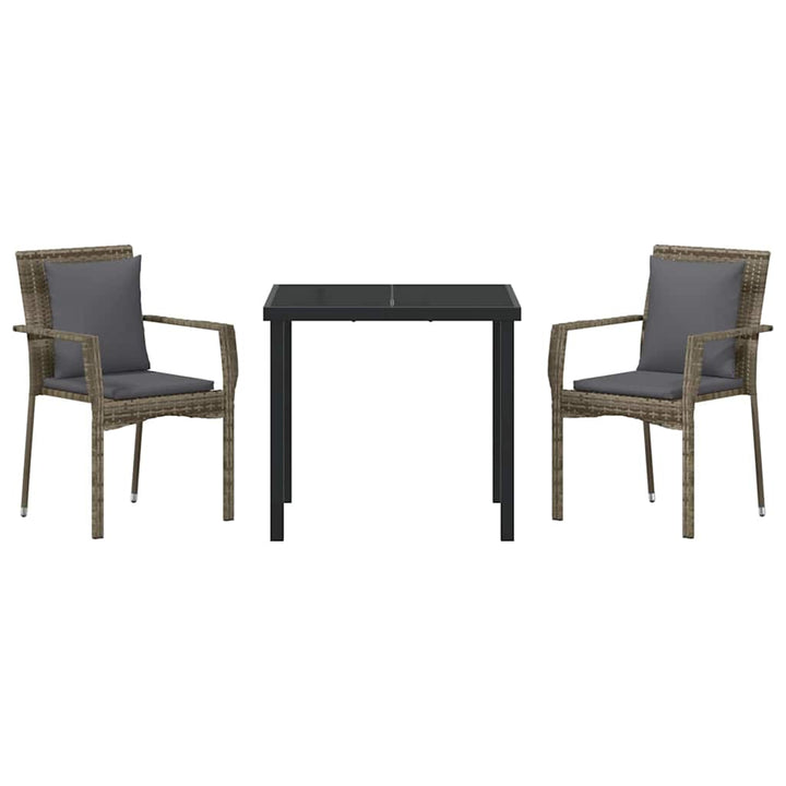 Have Spisebordssæt med pude 3 pcs Grå polyrattan