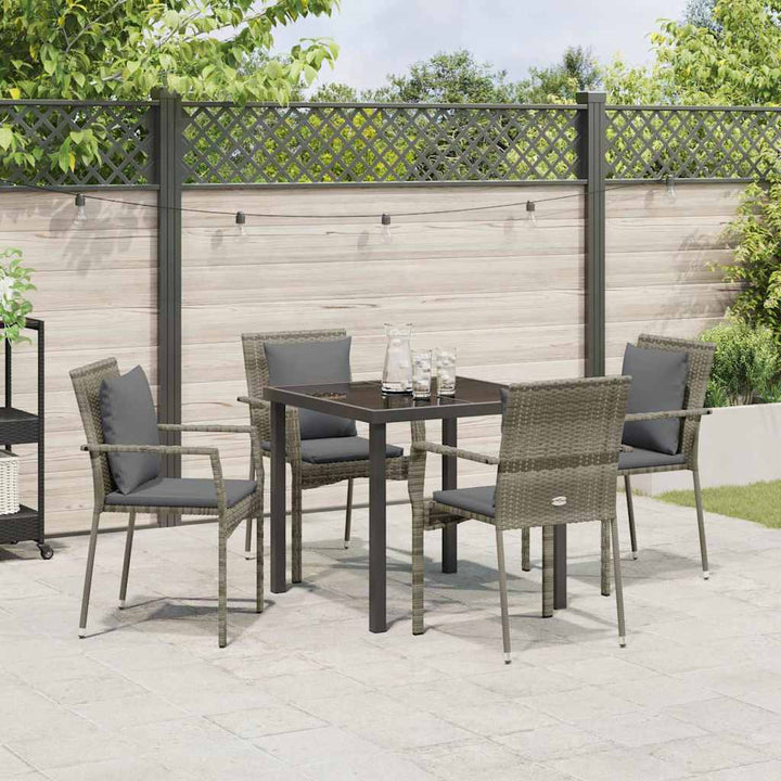 Have Spisebordssæt med pude 5 pcs Grå polyrattan