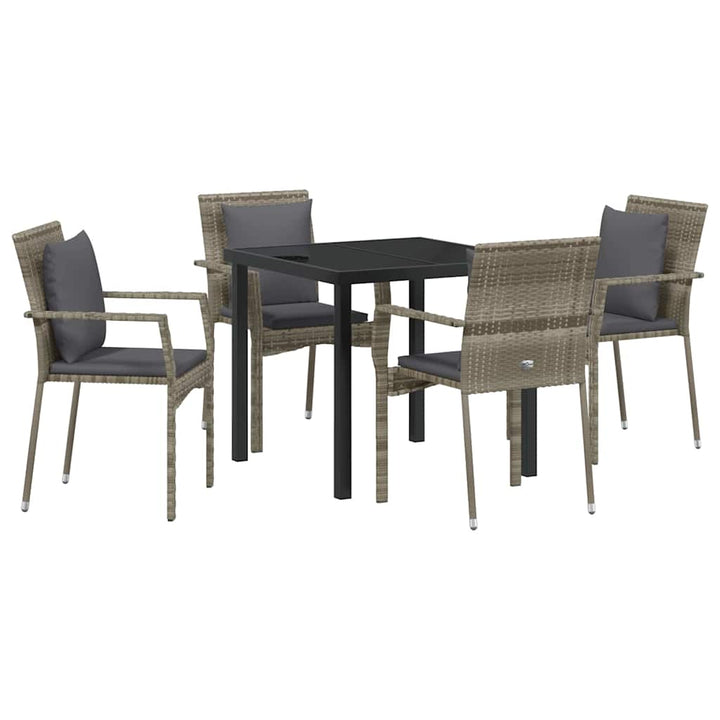 Have Spisebordssæt med pude 5 pcs Grå polyrattan
