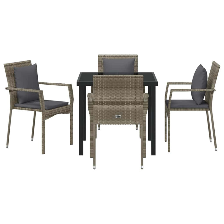 Have Spisebordssæt med pude 5 pcs Grå polyrattan