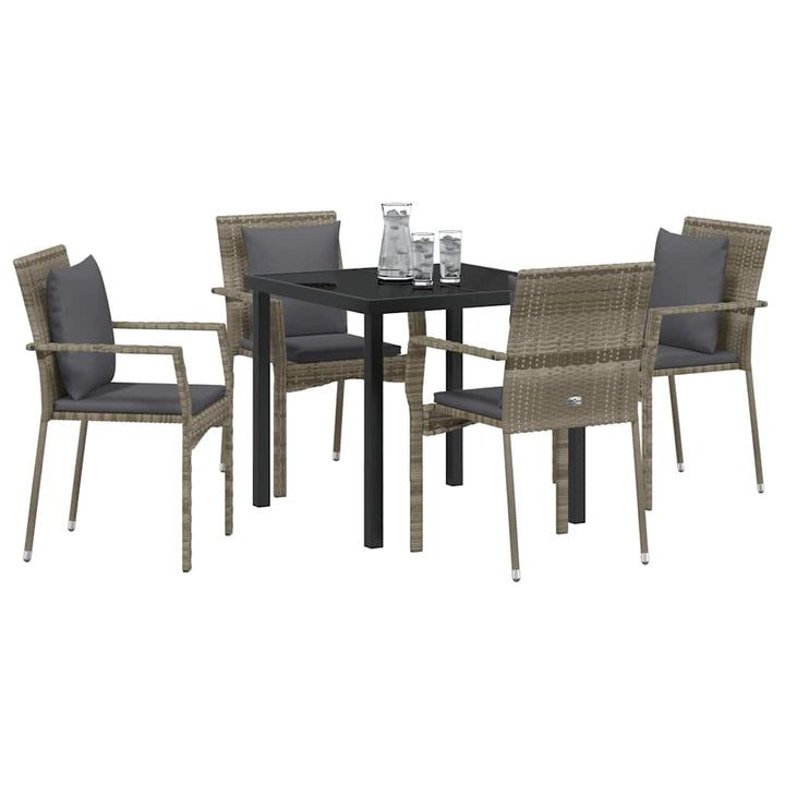 Have Spisebordssæt med pude 5 pcs Grå polyrattan