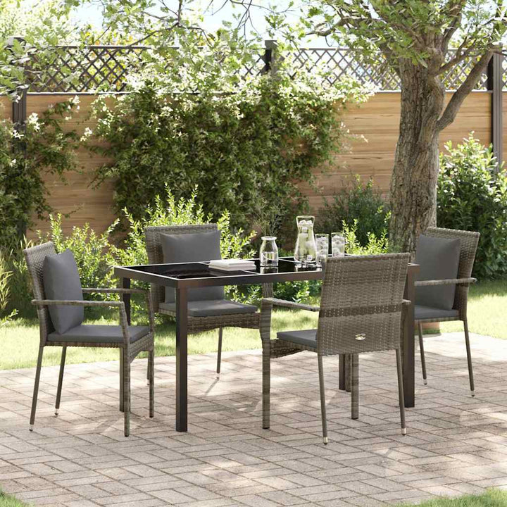 Have Spisebordssæt med pude 5 pcs Grå polyrattan