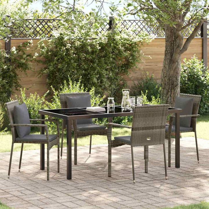 Have Spisebordssæt med pude 5 pcs Grå polyrattan