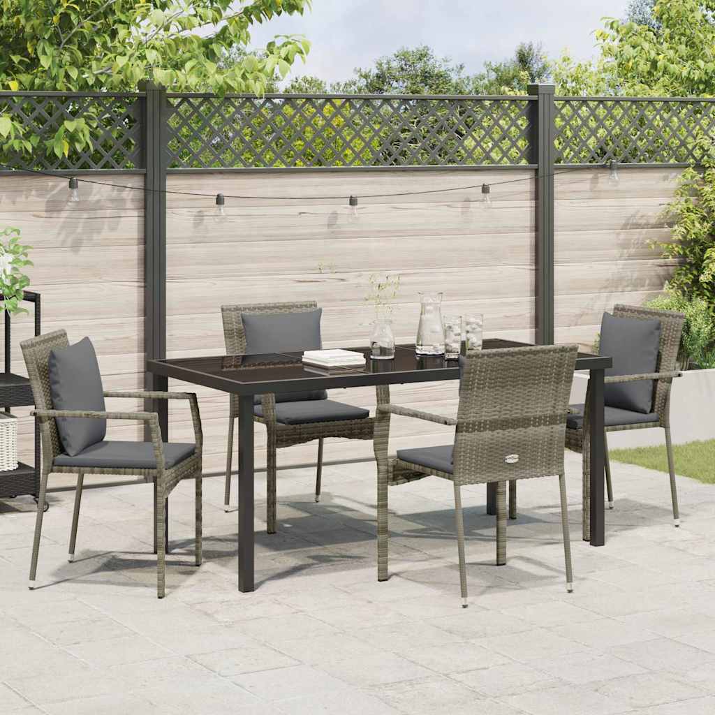 Have Spisebordssæt med pude 5 pcs Grå polyrattan