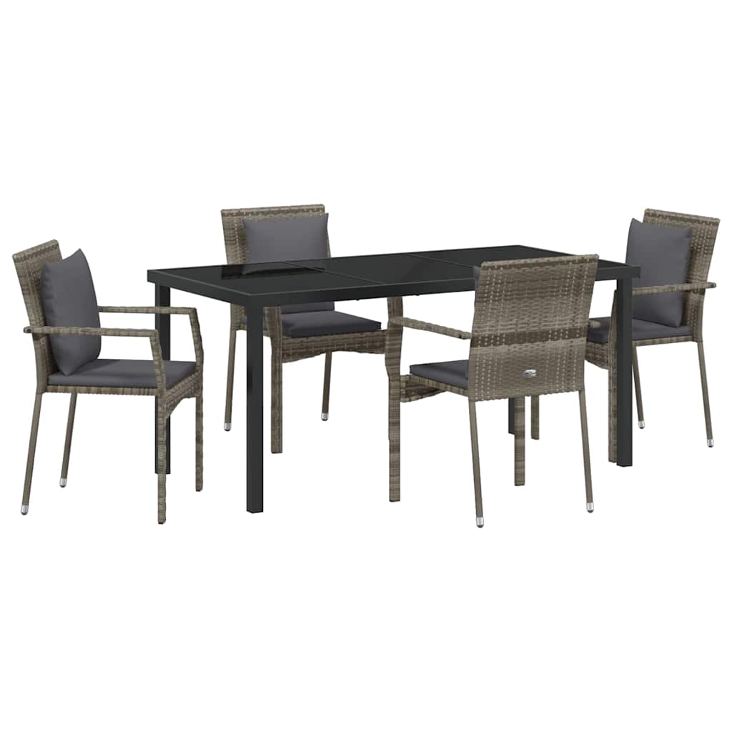 Have Spisebordssæt med pude 5 pcs Grå polyrattan