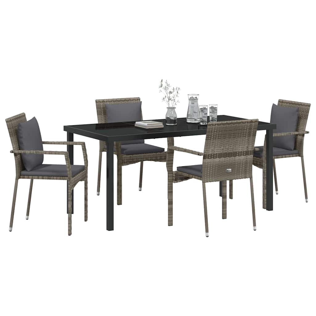 Have Spisebordssæt med pude 5 pcs Grå polyrattan