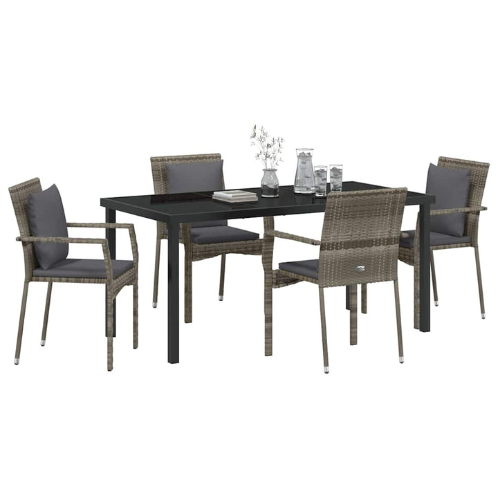 Have Spisebordssæt med pude 5 pcs Grå polyrattan